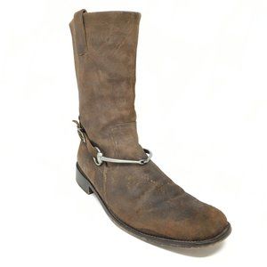 John Varvatos Italy Engineering Horsebit Boots Shoes Size 11.5 Brown
